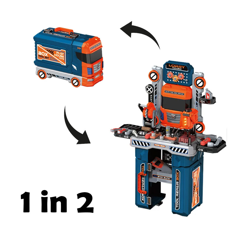 2-in-1 Kids Tool Set 65-Piece – Portable Tool Box & Construction Play Set