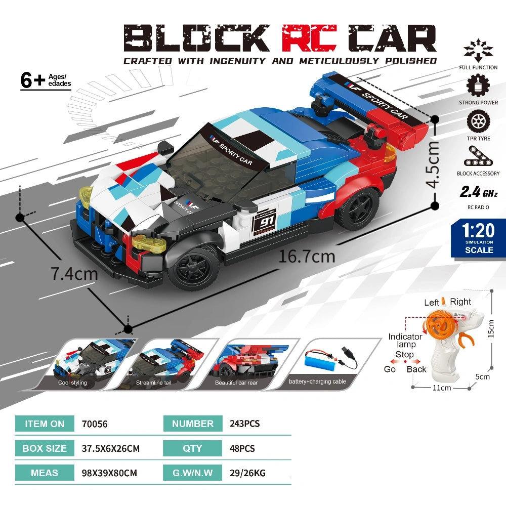 Pingao Blocks – Remote-Controlled Racing Car 1:20 Technic 243pcs