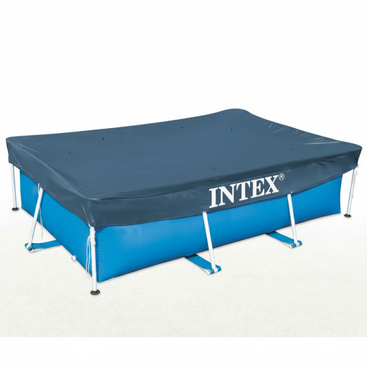 Intex inflatable pool with cover on grass
