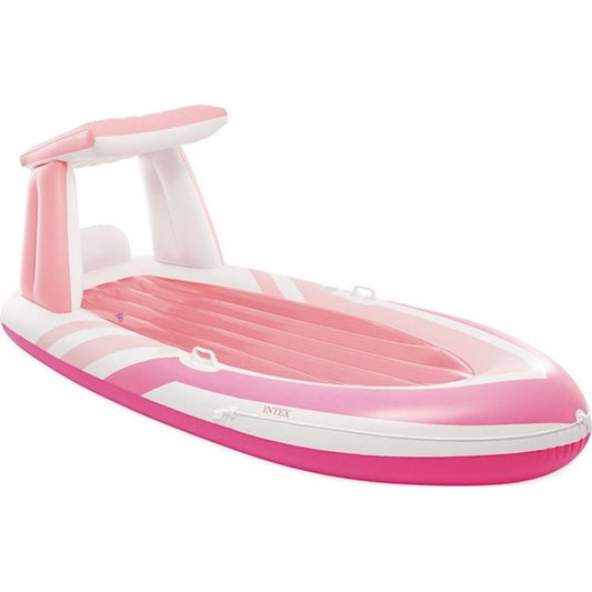 Intex Inflatable Swim Mattress with Pink Canopy 2.57 x 1.35m