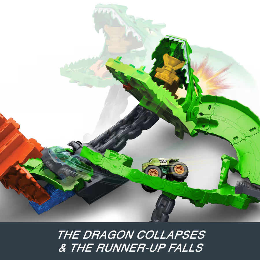 Hot Wheels Monster Trucks Sharks vs. Dinos Dragon Destruction JFR06