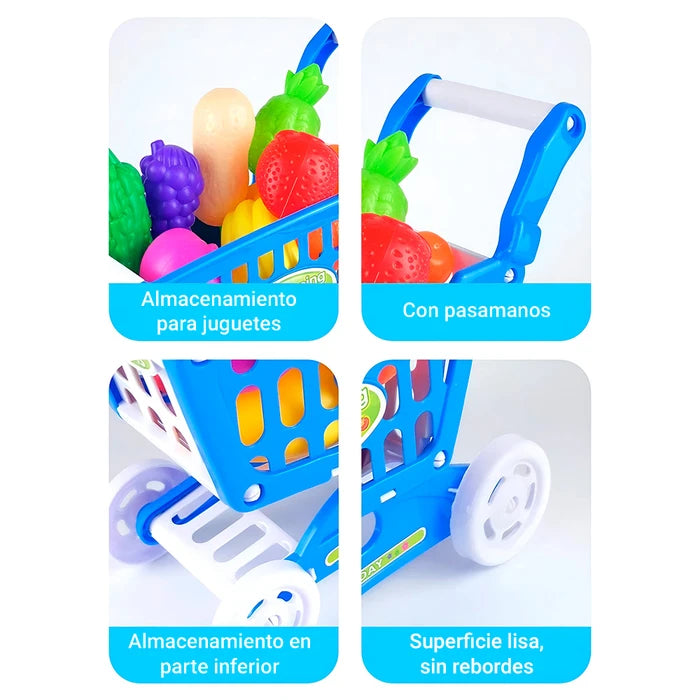Supermarket Pretend Play Set with Cash Register & Shopping Cart