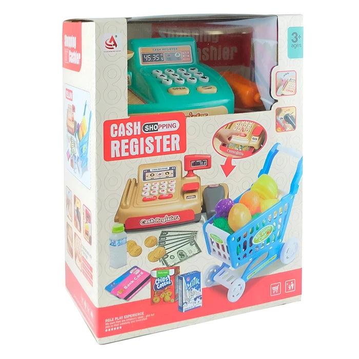Supermarket Pretend Play Set with Cash Register & Shopping Cart
