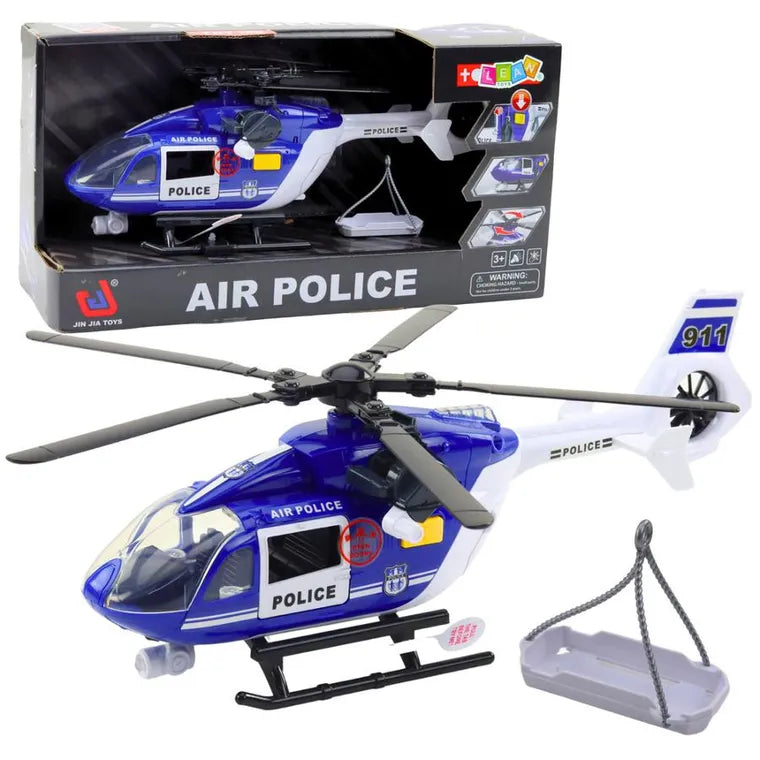 helicopter, police vehicle with hook and stretcher, 1:14