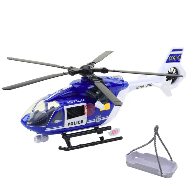 helicopter, police vehicle with hook and stretcher, 1:14