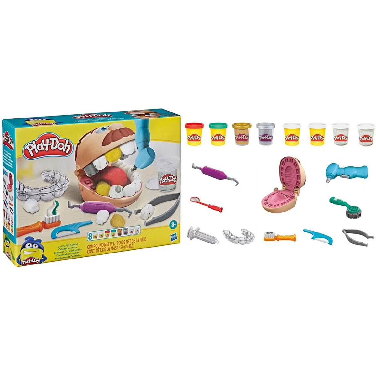 Play-Doh Drill ’n Fill Dentist Playset F1259 – 6 Cans
