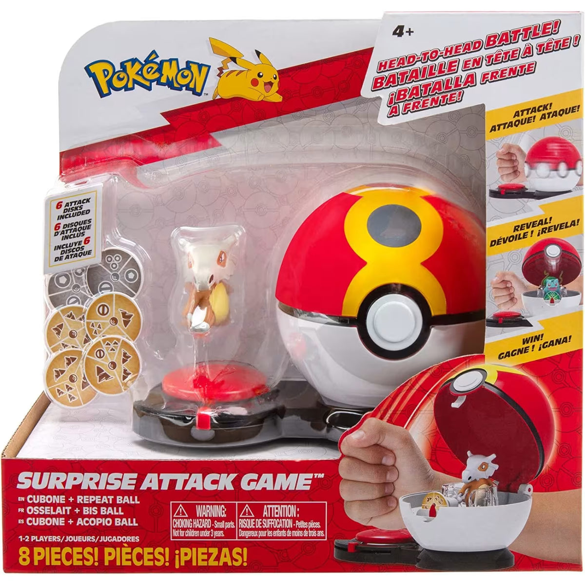 Pokémon Surprise Attack Cubone Game – Poké Ball & 6 Attack Discs