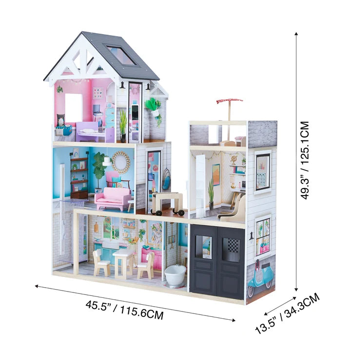 Dreamland Mansion Wooden Doll House with 3 Floors