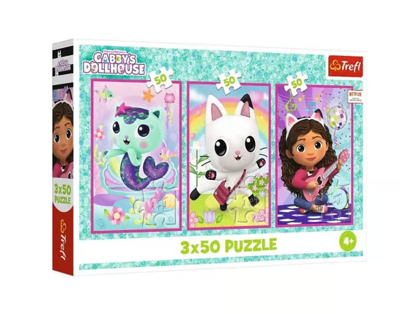 Trefl Gabby’s Dollhouse Puzzle 34876 – 3×50 Pieces
