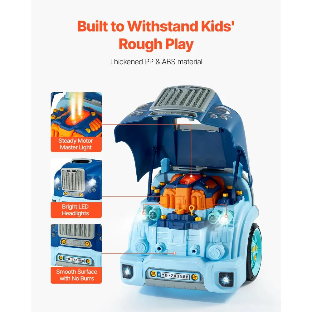 Engine Repair Toy 60-Piece Mechanic Set – Car Workshop Toy with Lights & Sounds