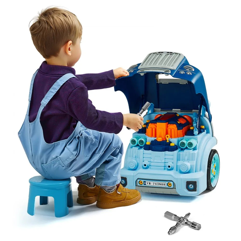 Engine Repair Toy 60-Piece Mechanic Set – Car Workshop Toy with Lights & Sounds