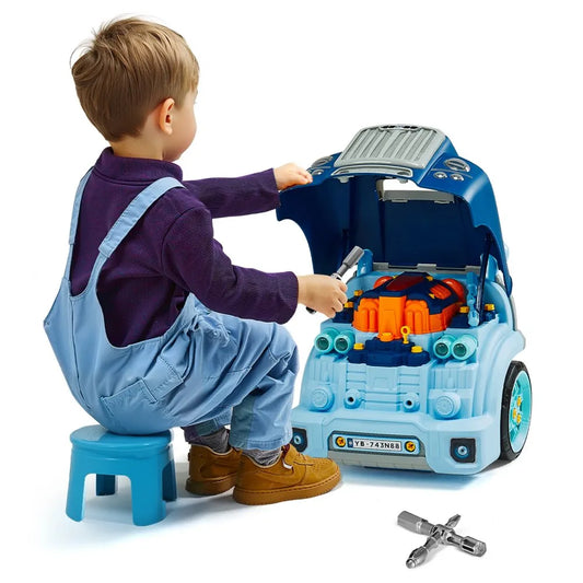 Engine Repair Toy 60-Piece Mechanic Set – Car Workshop Toy with Lights & Sounds